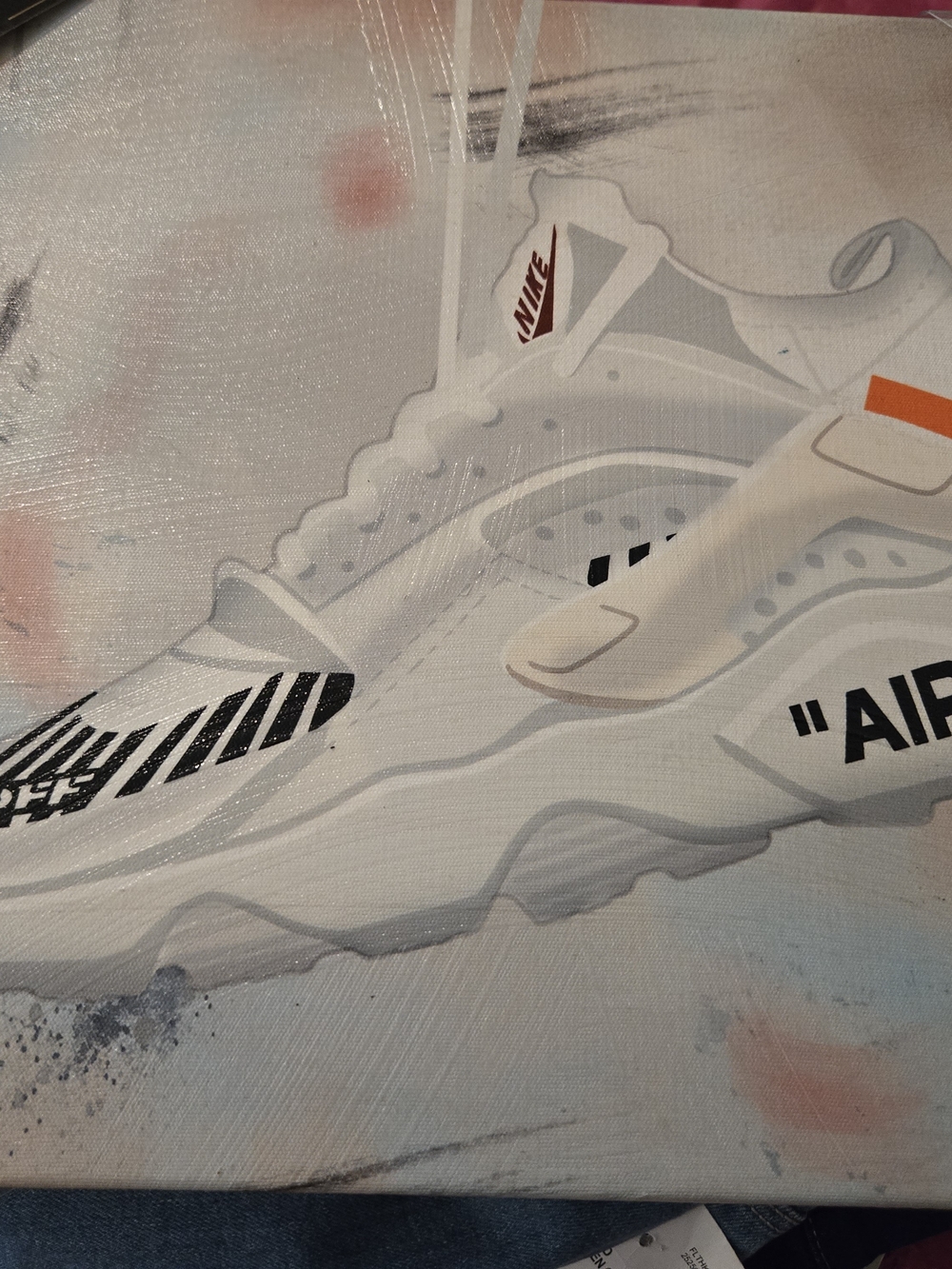 Nike White Sneaker Art Print with Black and Orange Accents